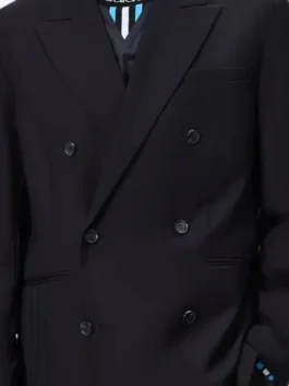 Black Adidas Kith Lionel Messi Football Suiting Jacket blending sport heritage and sharp tailoring from Adidas and Kith