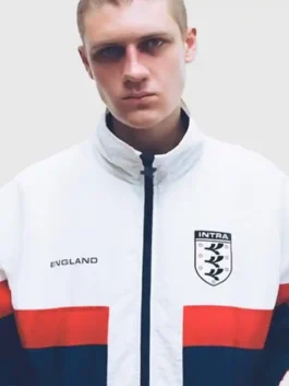 Front view of the Intra Nations England Jacket putting England football pride and national identity on full display