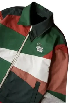 Lacoste Mexico Jacket highlighting professional lifestyle paneling and luxury long sleeves.