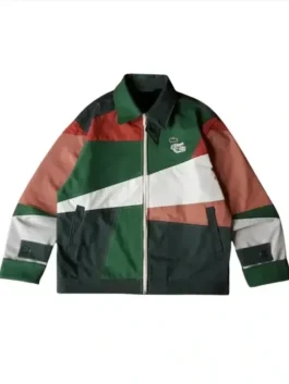 Lacoste Mexico Jacket front view in premium cotton fabric with a luxury shirt style collar finish.