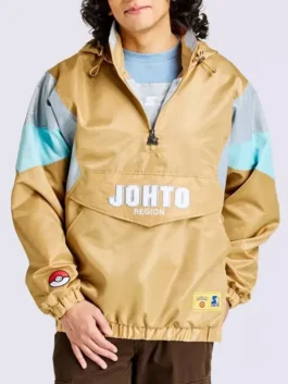 Pokemon Johto Region Starter Jacket highlighting professional technical weave and luxury full length sleeves.