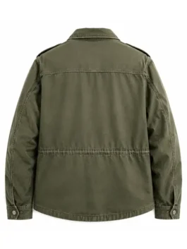 Scary Movie 2026 Shorty Meeks Jacket back view in professional green cotton fabric with a luxury tailored panels build.