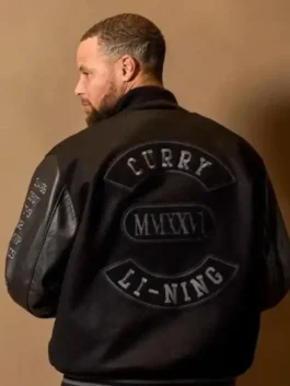 Back view of the black Stephen Curry MMXXVI Li-Ning Jacket revealing the full design of this iconic Li-Ning piece