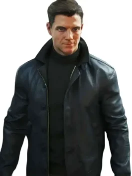 All-black real leather 007 First Light James Bond Black Jacket with snap tab collar and durable zippers.
