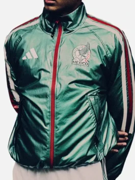 World Cup 2026 Mexico Anthem Jacket front view highlighting professional athletic seams and luxury full length sleeves.