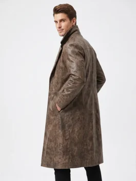 Back view of the brown Avengers Doomsday Remy LeBeau Leather Coat revealing the full design of this iconic Channing Tatum Gambit piece