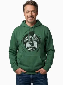 Green Avengers Doomsday Robert Downey Jr Green Hoodie celebrating Robert Downey Jr's iconic return as Doctor Doom in Avengers Doomsday