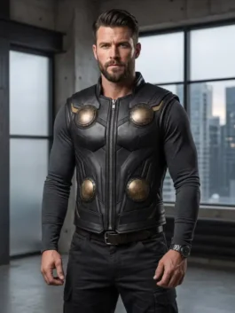 Avengers Doomsday Thor Black Leather Vest View Look
