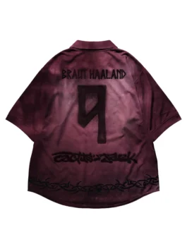 Clean back view of the maroon CJ X Nike Athletes Haaland Retro Jersey showcasing premium fabric drape.
