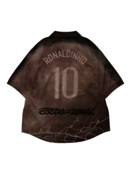 Clean back view of the multicolor CJ X Nike Athletes Ronaldinho Retro Jersey showcasing premium tailored panels.