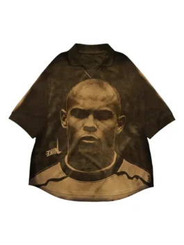 Premium polyester CJ X Nike Athletes Ronaldo R9 Retro Jersey featuring a classic shirt style collar design.