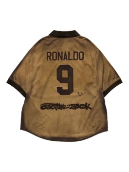 Clean back view of the CJ X Nike Athletes Ronaldo R9 Retro Jersey showcasing premium fabric drape.