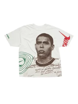 Front view of the CJ X Nike Athletes Ronaldo R9 Tee highlighting the comfortable round neck collar layout.