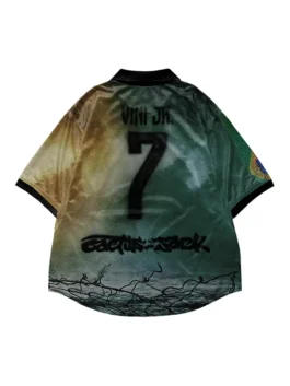 Clean back view of the multicolor CJ X Nike Athletes Vini Jr Retro Jersey showcasing premium fabric drape.