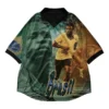 Front view of the CJ X Nike Athletes Vini Jr Retro Jersey highlighting the shirt collar and pullover style.