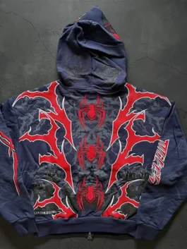 Premium multicolor Civil Regime x Spiderman Miles Morales Hoodie featuring a cozy hood and smooth viscose lining.