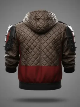 Clean back view of the real leather Cyberpunk 2077 Phantom Liberty Wild Hunt Jacket showing smooth panels and seams.