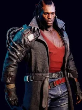 Premium real leather Cyberpunk 2077 Placide Brown Leather Coat with a sleek stand up collar and warm viscose lining.