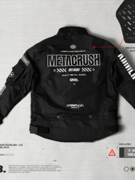 Clean back view of the polyester Cyberpunk Black Cyber Techwear Jacket showing structured technical utility panels.