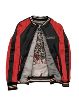 Cyberpunk Embroidered Two In One Bomber Jacket in a premium white and black dual-sided polyester design.