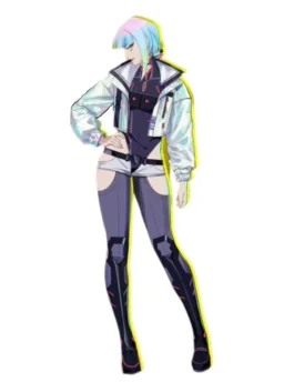 Premium silver Cyberpunk Lucy Cropped Cosplay Jacket featuring snug elastic cuffs and a comfortable fit.