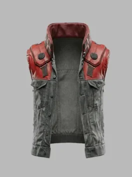 Front view of the Cyberpunk Red Rebel Phantom Liberty Rarog Vest highlighting the button closure layout.