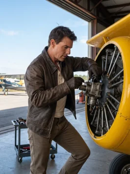 Classic brown Digger 2026 Tom Cruise Leather Jacket celebrating the bold and gritty on-screen persona of Digger Rockwell in the 2026 film