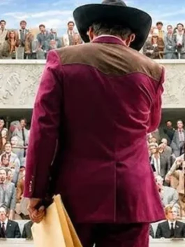 Back view of the burgundy Digger 2026 Tom Cruise Suit revealing the full tailored design of this iconic Tom Cruise Digger film piece