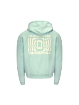 Clean back view of the light blue fleece FIFA World Cup 2026 Argentina Hoodie showing clean seams and smooth drape.