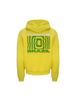 Clean back view of the bright yellow FIFA World Cup 2026 Brazil Hoodie showcasing premium fleece texture.