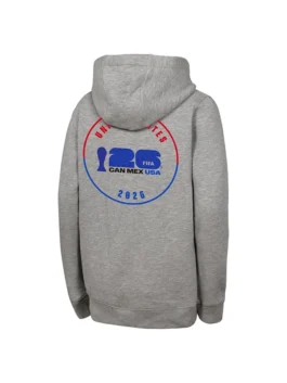 Clean back view of the fleece FIFA World Cup 2026 Host USA Grey Hoodie showcasing smooth seams and premium fabric drape.