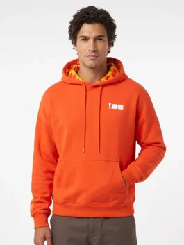 Premium orange fleece FIFA World Cup 2026 Spain Hoodie with protective hooded collar and comfortable pullover style.