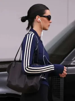 Kendall Jenner 2026 Navy Blue Jacket Side View