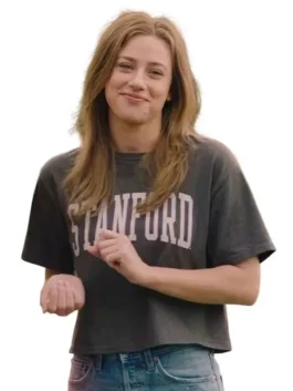 Lili Reinhart The Love Hypothesis 2026 Stanford Grey T Shirt with casual grey finish and short sleeve style