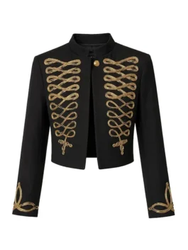 Margot Robbie Embroidered Jacket Front View