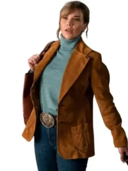 Marshals Belle Skinner Tan Suede Blazer Front Look