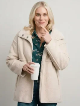 Marshals Dolly Weaver Beige Shearling Jacket Front Look