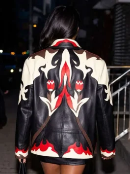 NYC 2026 Simone Ashley Leather Jacket Back View