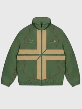 Front view of Nike x Cristiano Ronaldo One Last Dance Portugal Jacket with a stand up collar and zipper closure.
