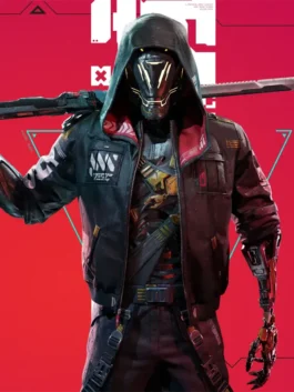 High-quality black leather Ninja Ghostrunner Cyberpunk Hooded Jacket built with a comfortable regular fit.