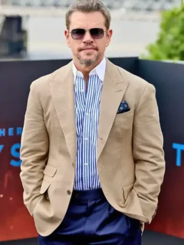 Odyssey London Premier Matt Damon Blazer Close-Up View