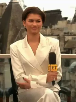 Odyssey Premiere Zendaya Satin Blazer Front Look