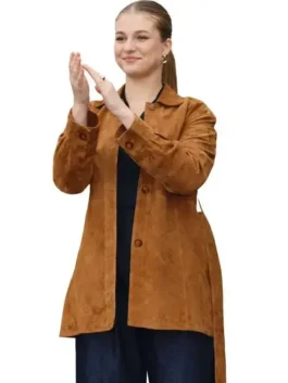 Princess Leonor Brown Suede Leather Jacket View