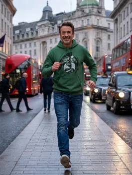 Green Avengers Doomsday Robert Downey Jr Green Hoodie from the 2026 Avengers Doomsday film celebrating RDJ's epic Marvel comeback