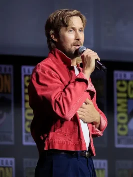 Ryan Gosling ComicCon Red Denim Jacket Side View