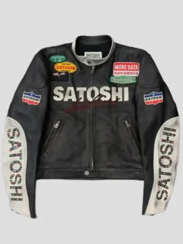 Satoshi Nakamoto Black Leather Moto Jacket