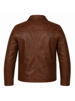 Simu Liu ComicCon Brown Leather Jacket Back View