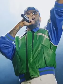 Swizz Beatz World Peace Leather Jacket featuring bold graphic details, a structured fit, and statement celebrity styling