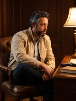 The Fix Zachary Levi Beige Jacket View