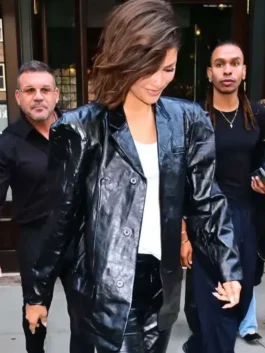 The Odyssey Press Tour Zendaya Leather Blazer Design Look